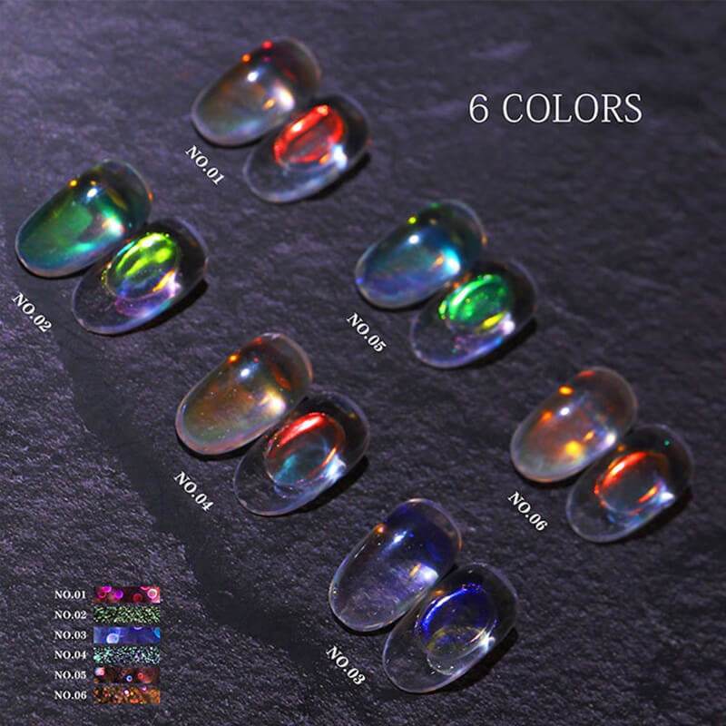 6Pics/Set Nail Glitter Aurora Ice Transparent Laser Main image