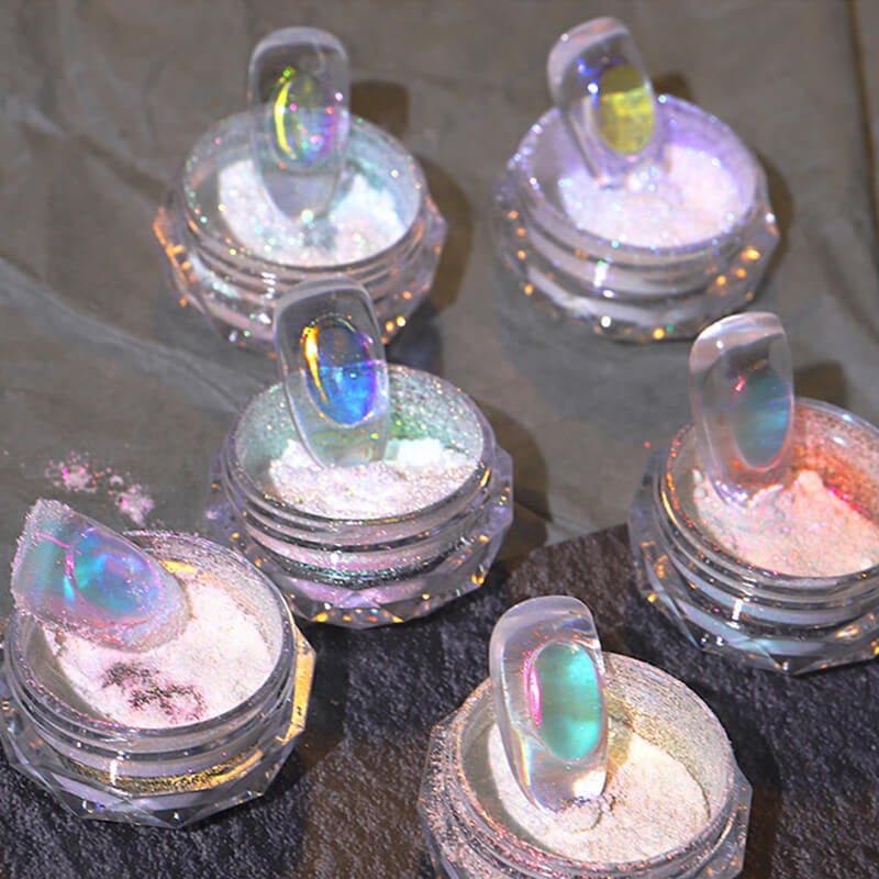 6Pics/Set Nail Glitter Aurora Ice Transparent Laser Secondary image