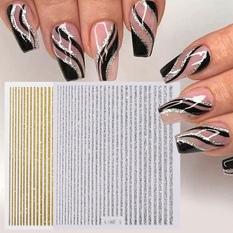 Nail Art Gold Silver Line Decorations Secondary image